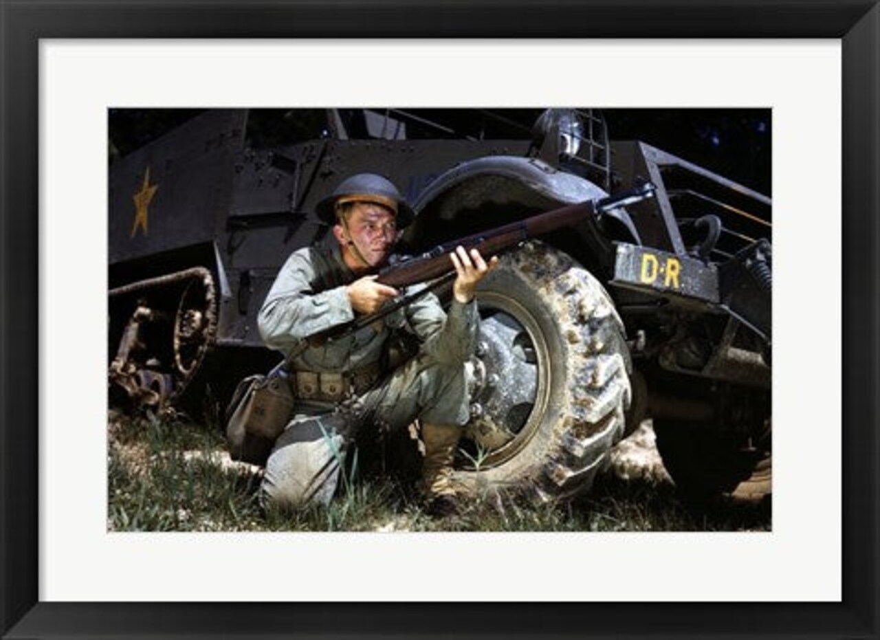 Framed Art Infantryman with M1 Garand, Fort Knox, KY, 1942 Wall Decor 18x24 Artwork